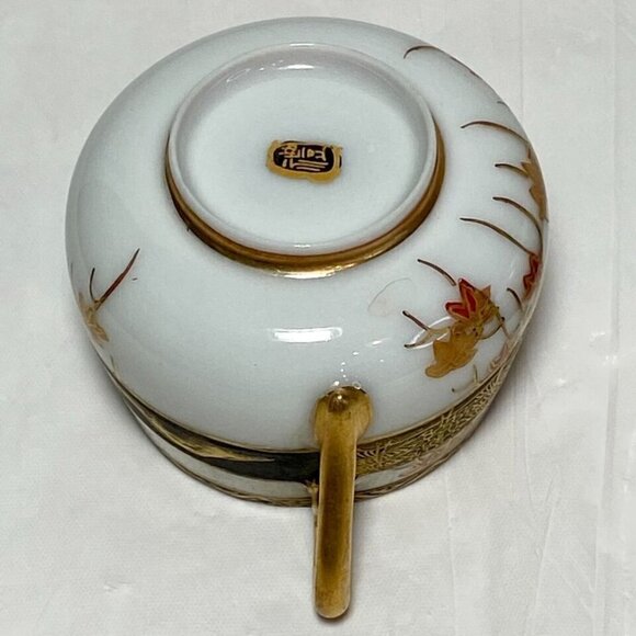 Japanese Lithophane Eggshell Fine Porcelain Red Gold Pagoda Geisha Girl (2) Cups - Picture 13 of 16